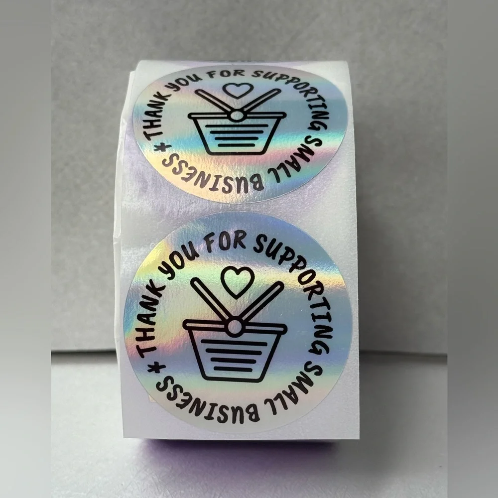 100pcs Thank You Stickers Holographic Small Business Labels 2”